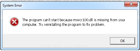Sửa lỗi the Program can’t start because MSVCR100.DLL is missing..
