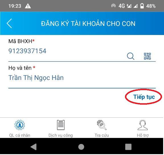 tạo tài khoản VssID cho con