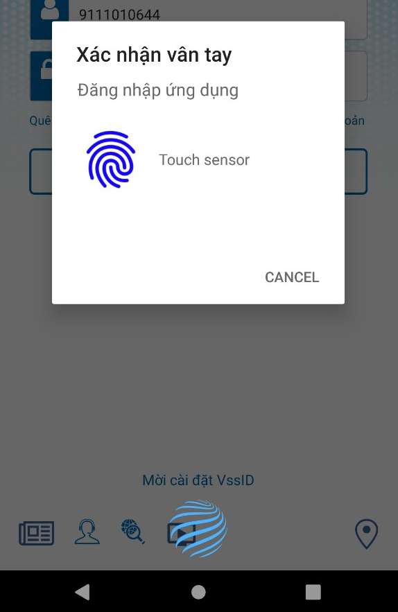 đăng nhập bằng dấu vân tay VssID
