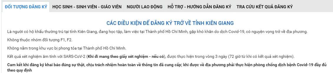 tiếp nhận người Kiên Giang