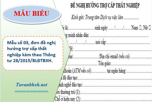 Mẫu số 03 – Đề nghị hưởng trợ cấp thất nghiệp theo Thông tư 28/2015/BLĐTBXH