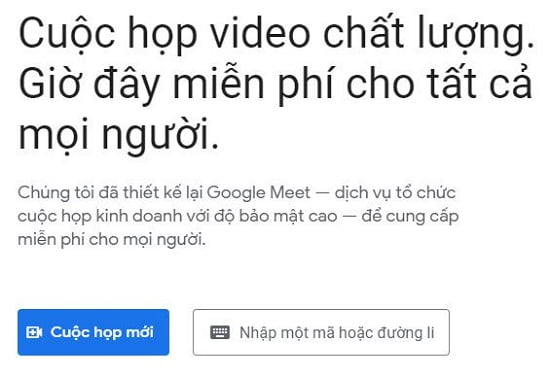 tham gia ứng dụng google meet