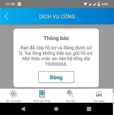 không gửi lại hồ sơ nhận hỗ trợ nhiều lần