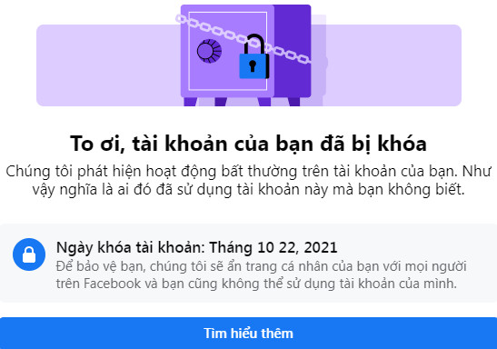 tài khoản facebook bị khóa