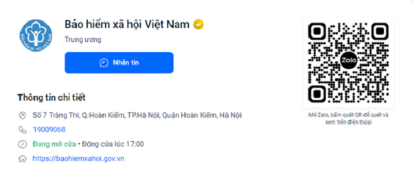 Zalo của BHXH Việt Nam