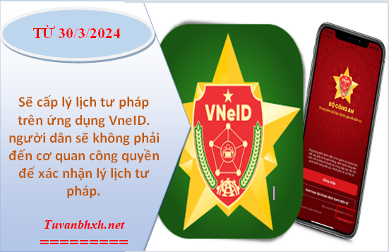 Từ ngày 30/3/2024 sẽ cấp lý lịch tư pháp trên ứng dụng VNeID