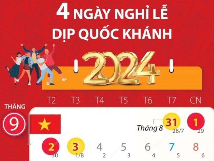 Nghỉ lễ 2/9/2024 mấy ngày