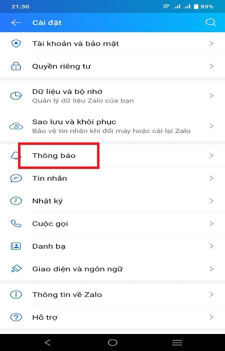 tắt âm báo cuộc gọi đến zalo