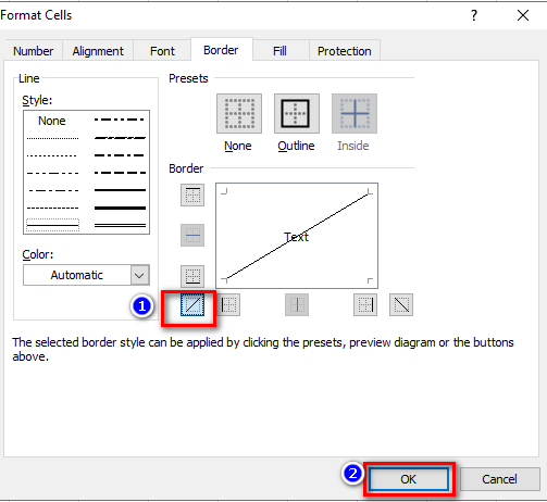 Hướng dẫn tạo đường gạch chéo ô excel.